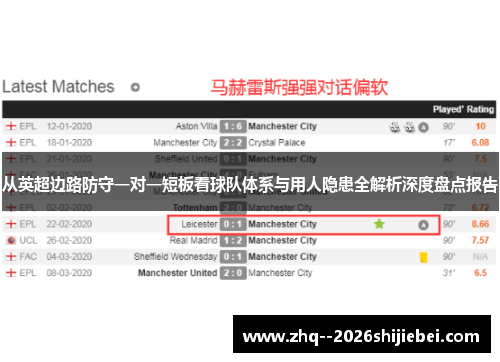 从英超边路防守一对一短板看球队体系与用人隐患全解析深度盘点报告